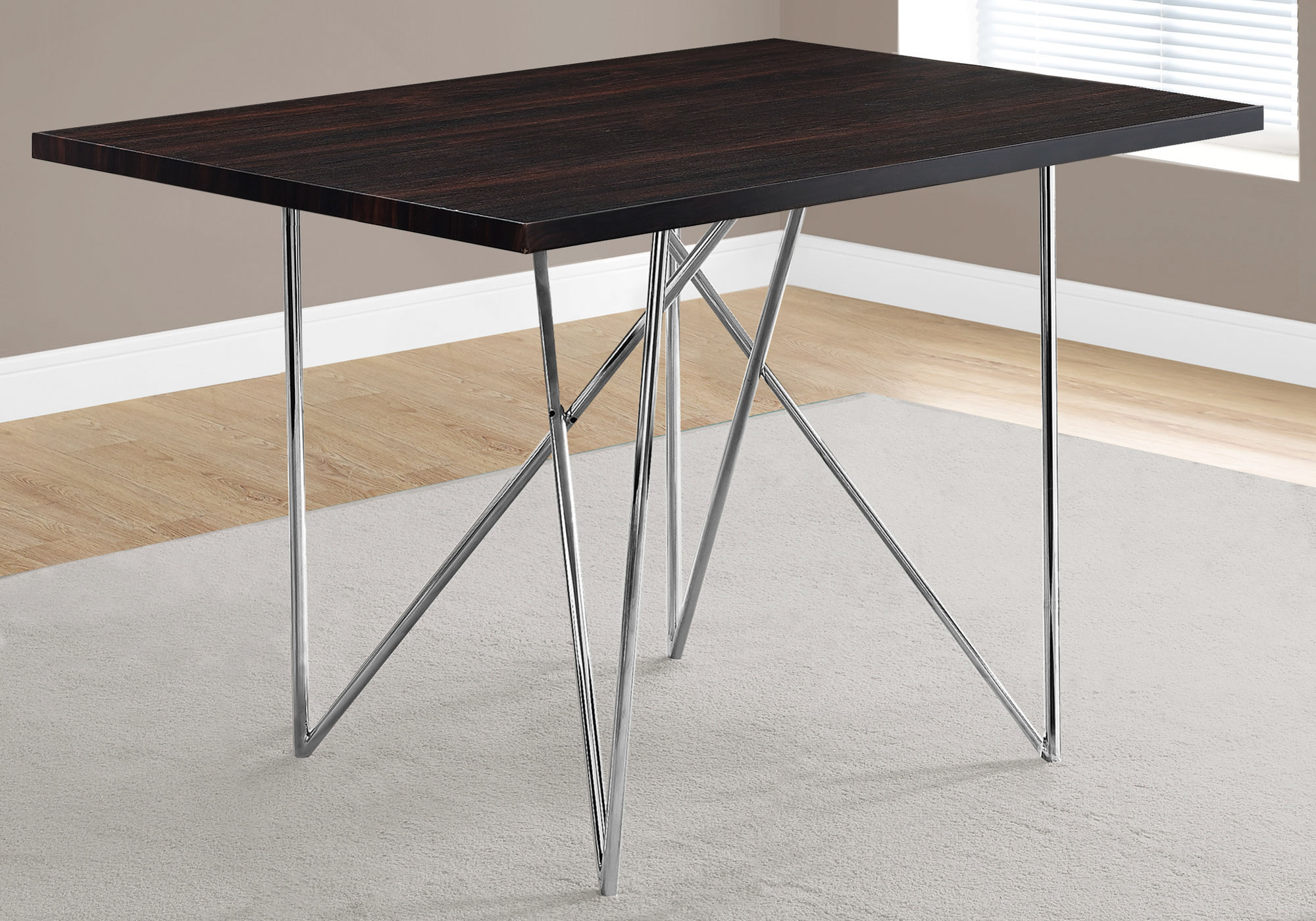 DINING TABLE - 32"X 48" / CAPPUCCINO / CHROME METAL